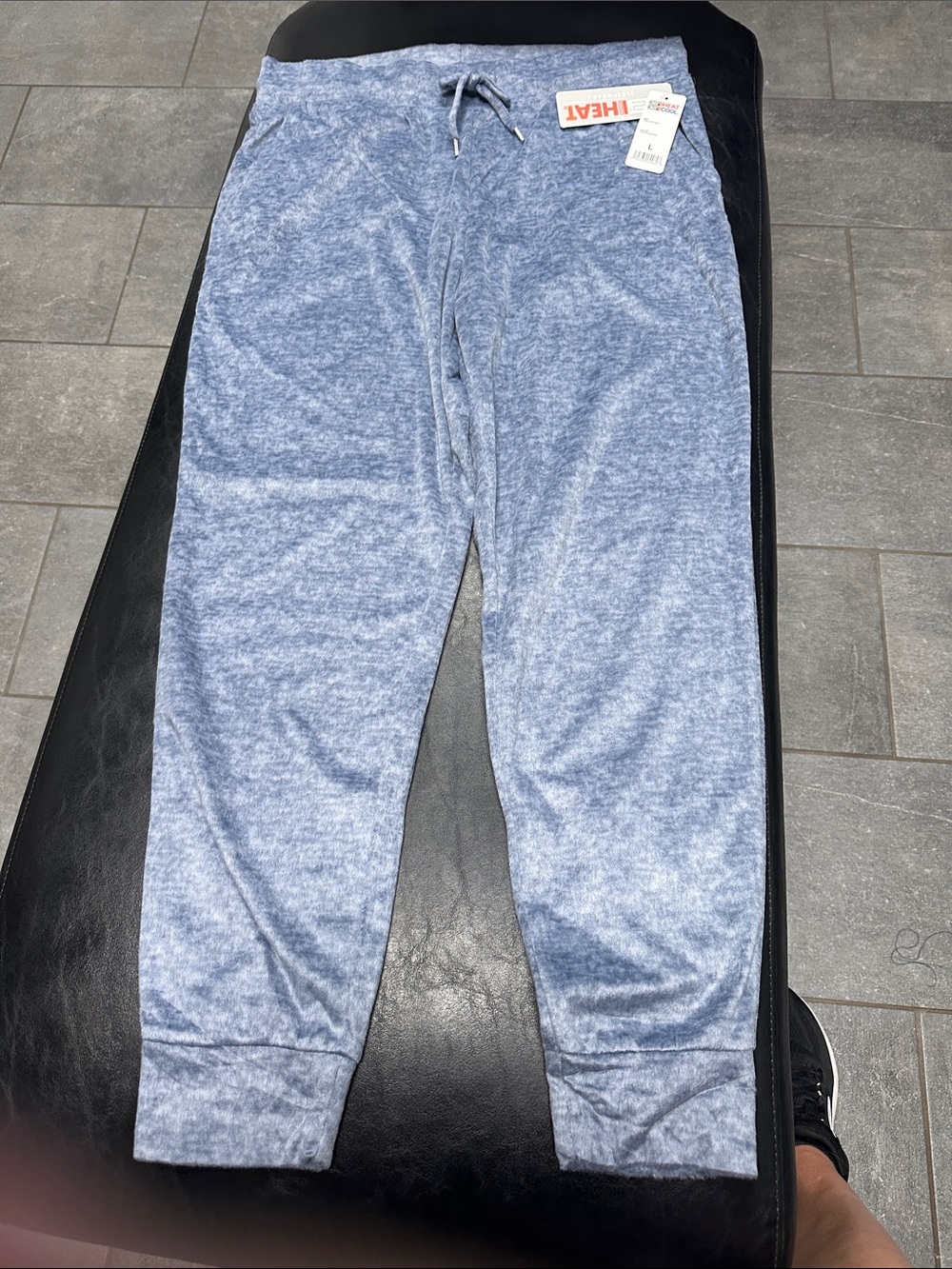 Heathered Blue Women’s sleepwear Jogger Pants with Drawstring Velour